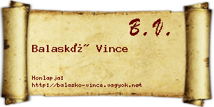 Balaskó Vince névjegykártya